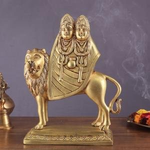 Large Brass Kaila Devi Chamunda Mata Idol | 12.5" Sacred Art | 6.57kg Divine Masterpiece | Temple Grade Sculpture | Jaipurio